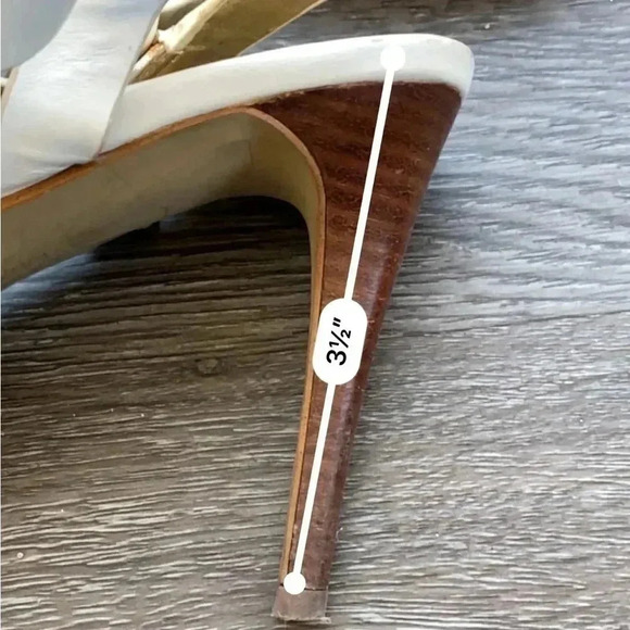 Marc Fisher Varika 2 White Leather Stiletto Sandals Heels Gold Detail: 8M - Picture 7 of 10